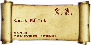 Kasik Márk névjegykártya